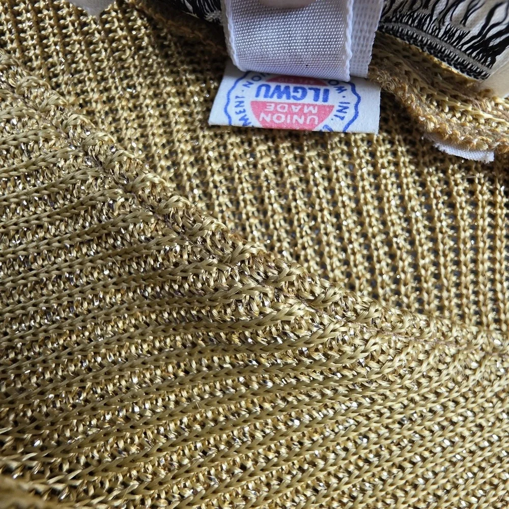 Vintage Joseph Magnin Women's 12 Gold Metallic Knit  Sweater Top 80s Glam Blouse - Picture 8 of 12